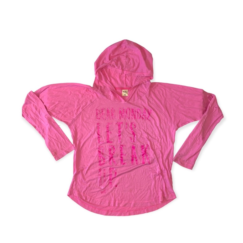Hollister graphic hooded long sleeve shirt